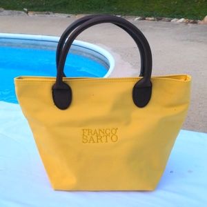 Franco Sarto Mustard Yellow Nylon Small Tote Bag with Double Handle